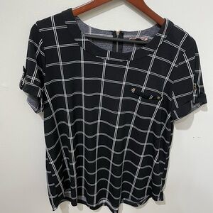 50th Street Black and White Striped Blouse